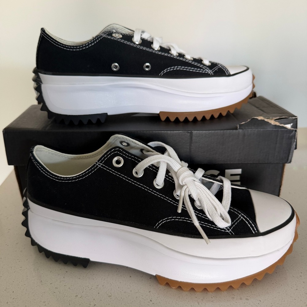 Converse Run Star Hike Ox Black White Gum Platform Sneakers Mens 7.5 W 9